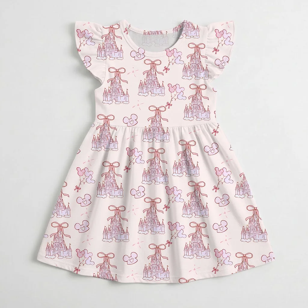 Disney Pink Mickey Castle Bow Mommy & Me Dress, Mama Mini Family Matching Outfit - Image 4