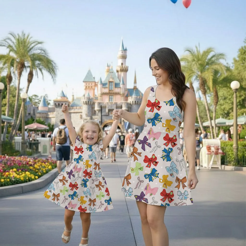 Disney Princess Colorful Bow Collection Mommy & Me Dress, Mama Mini Family Matching Outfit - Image 2
