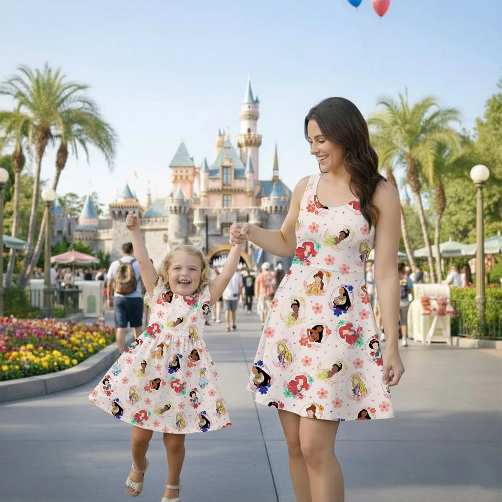 Disney Princess Floral Mommy & Me Dress, Mama Mini Family Matching Outfit - Image 2