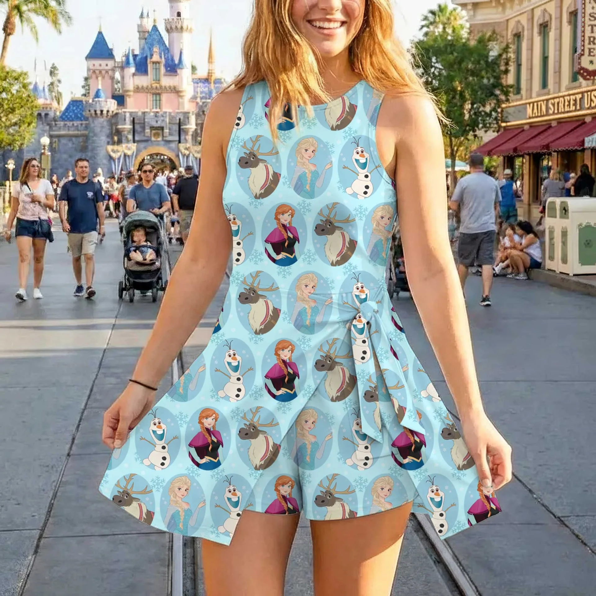 Girls Disney Frozen Characters Blue Tennis Dress Skirt, Family Matching Outfit - Image 5