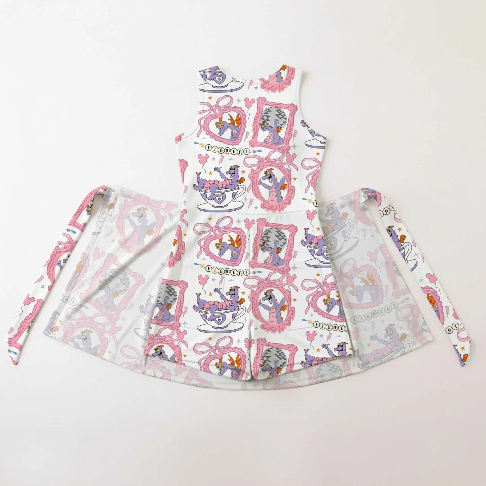 Girls Disney Figment Pink Bow Tennis Dress Skirt, Family Matching Outfit - Image 2
