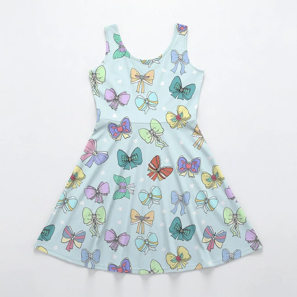Colorful Bow Pattern Mommy & Me Dress, Mama Mini Family Matching Outfit - Image 3
