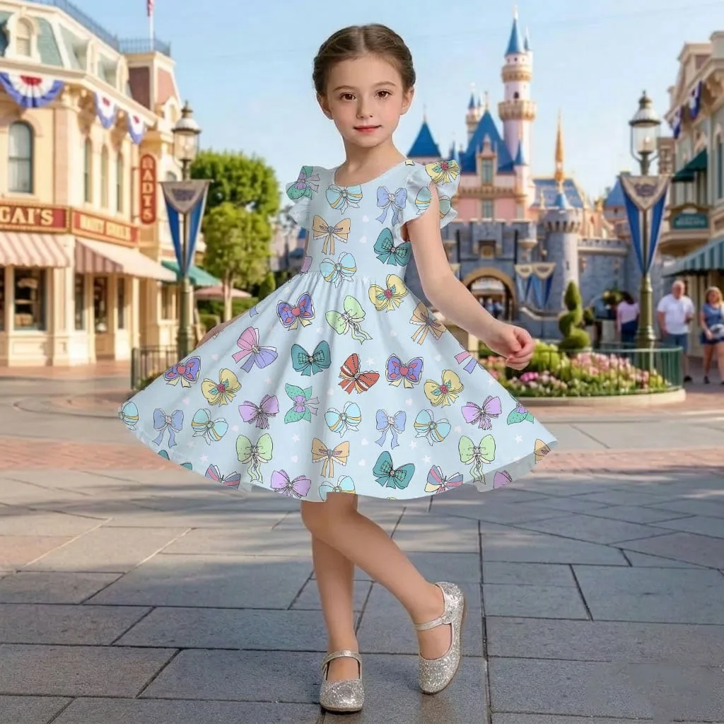 Colorful Bow Pattern Mommy & Me Dress, Mama Mini Family Matching Outfit - Image 7