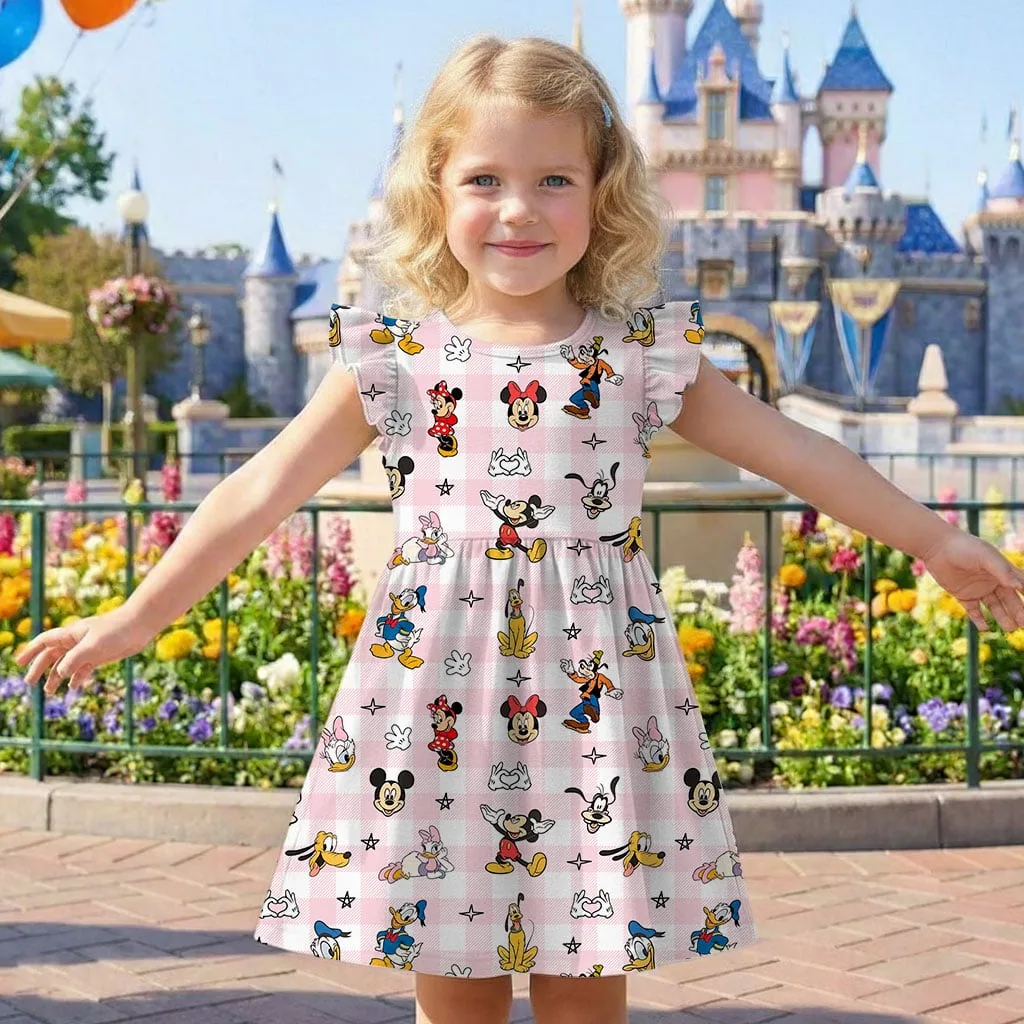 Mickey Friends Pink Plaid Mommy & Me Dress, Mama Mini Family Matching Outfit - Image 8