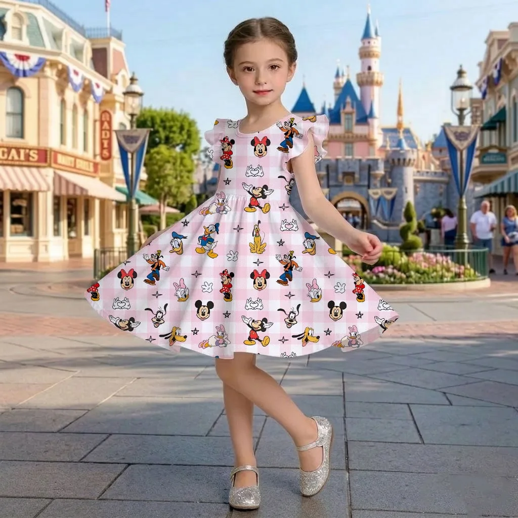 Mickey Friends Pink Plaid Mommy & Me Dress, Mama Mini Family Matching Outfit - Image 7
