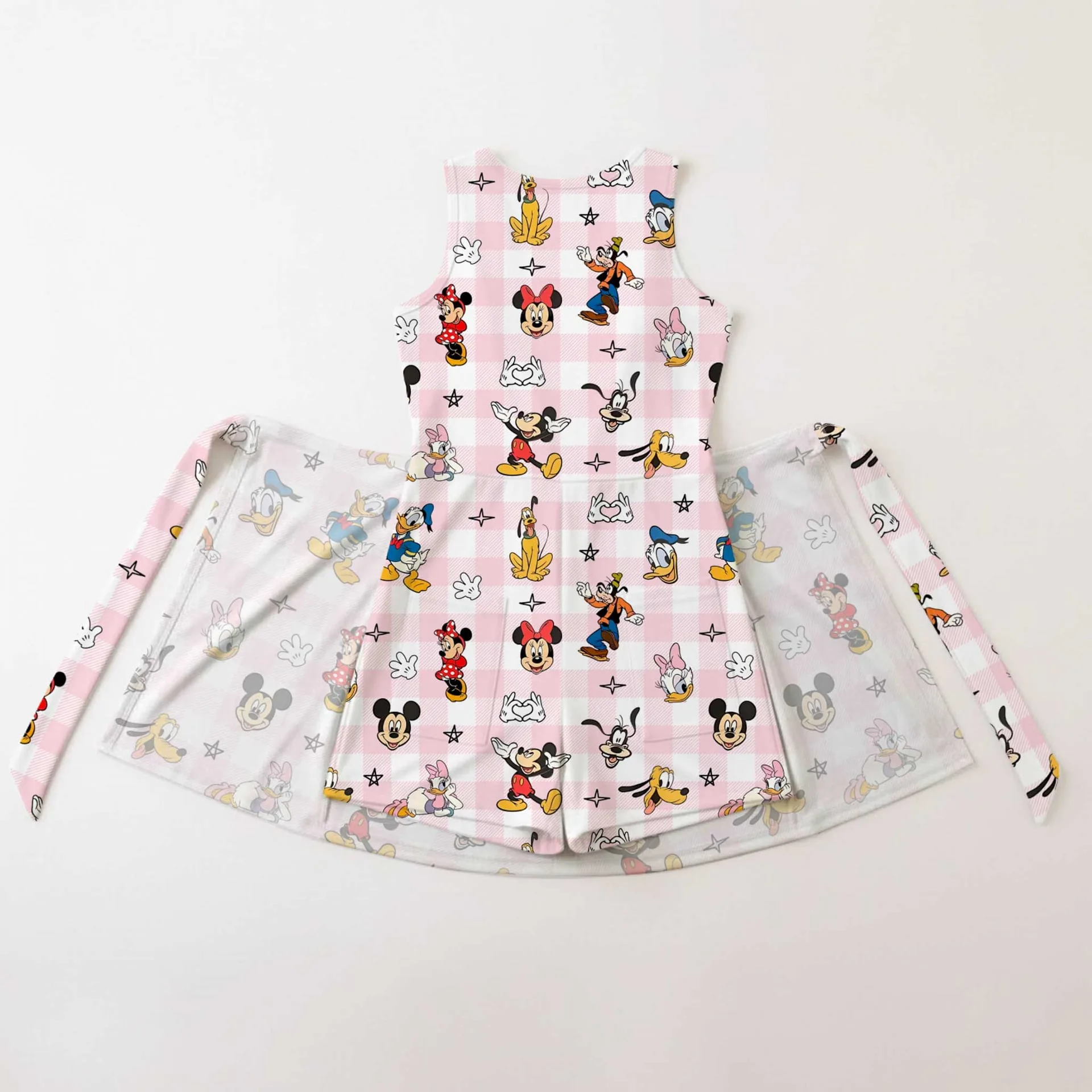 Girls Pink Checkerboard Mickey Tennis Dress Skirt, Family Matching Disney Outfit - Image 2
