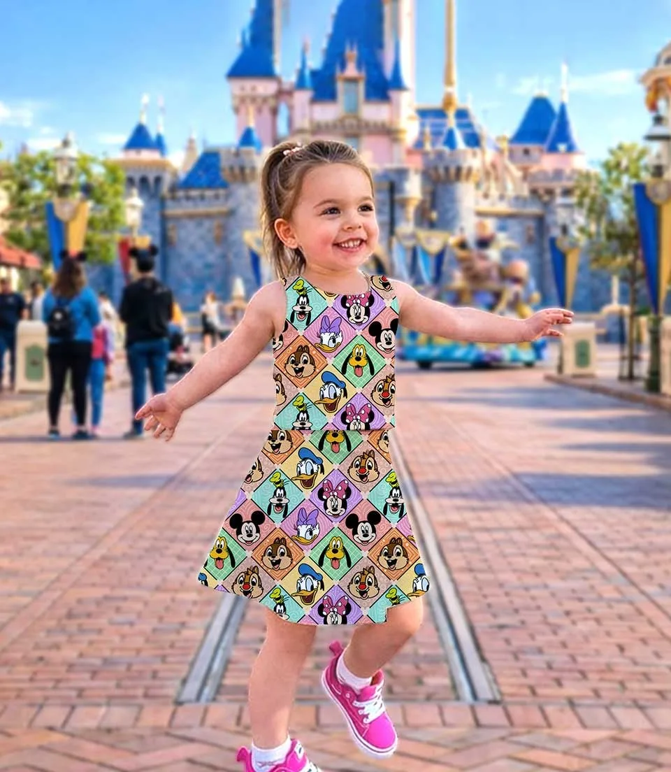Disney Mickey And Friends Colorful Collage Dress Set, Magical Kingdom Vacation Outfit - Image 3