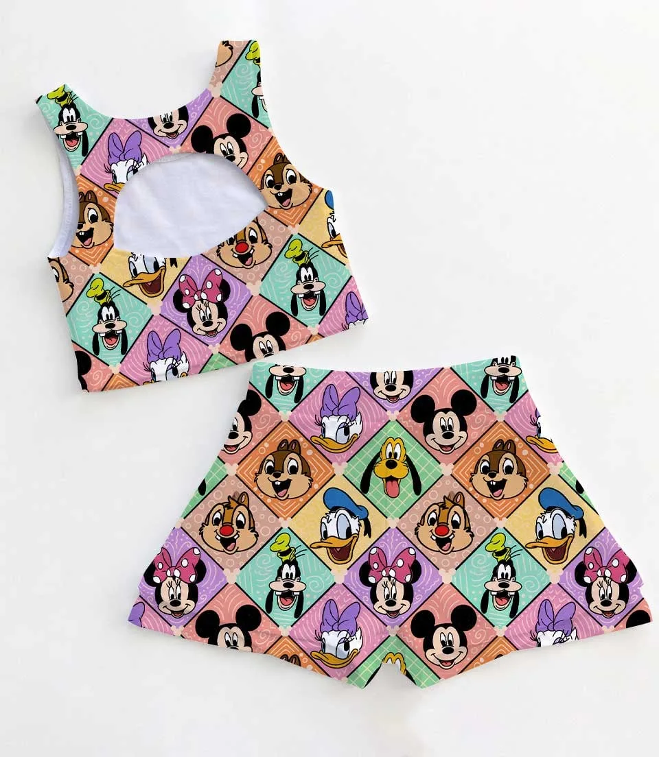Disney Mickey And Friends Colorful Collage Dress Set, Magical Kingdom Vacation Outfit - Image 2