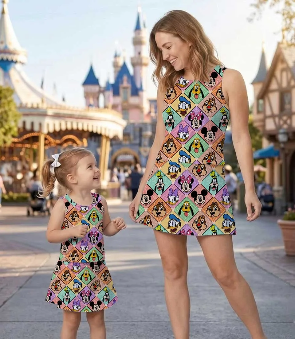 Disney Mickey And Friends Colorful Collage Dress Set, Magical Kingdom Vacation Outfit - Image 7