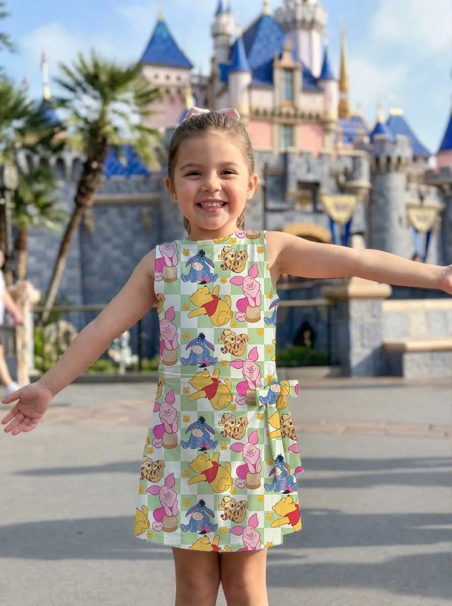Girls Disney Winnie the Pooh Green Gingham Tennis Dress Skirt, Family Matching Outfit - Image 7