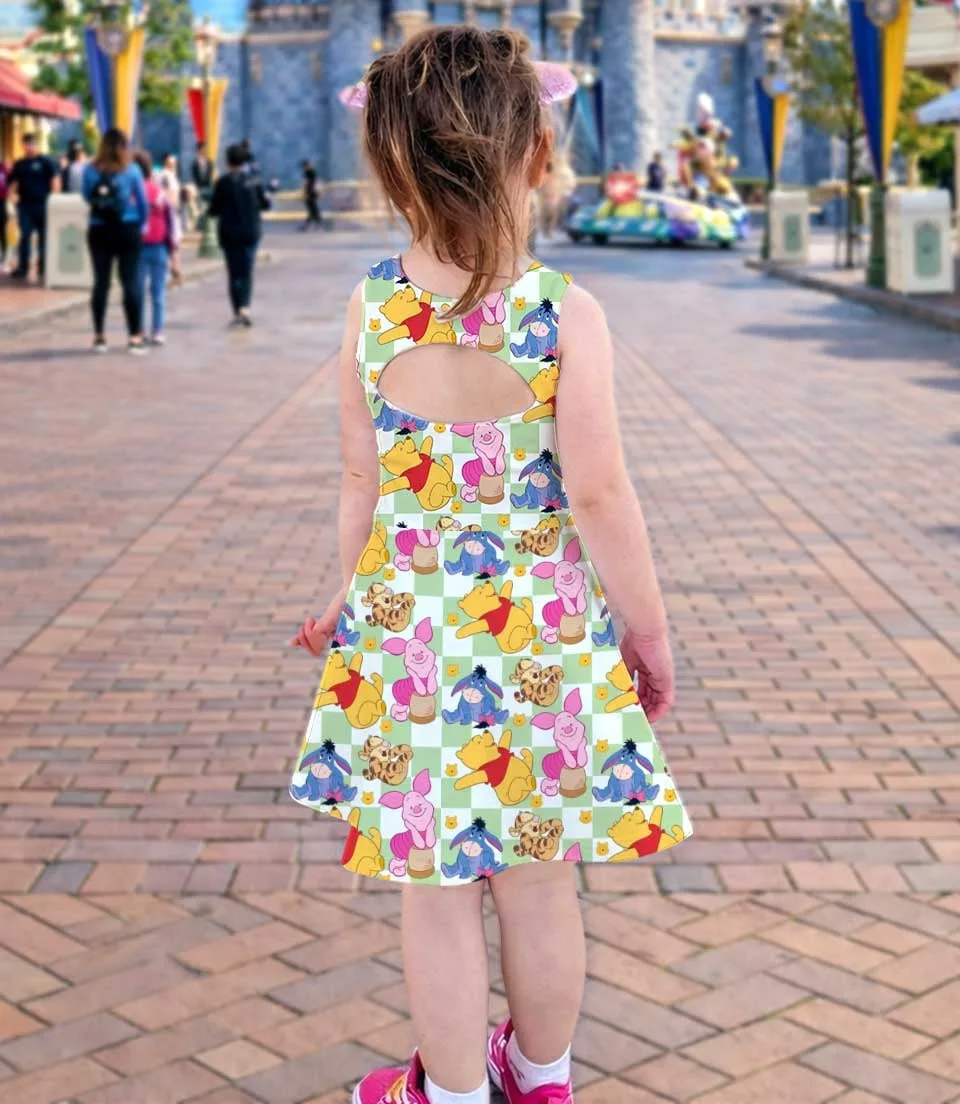 Gingham Winnie The Pooh Dress Set, Family Matching Vacation Outfit - Image 4