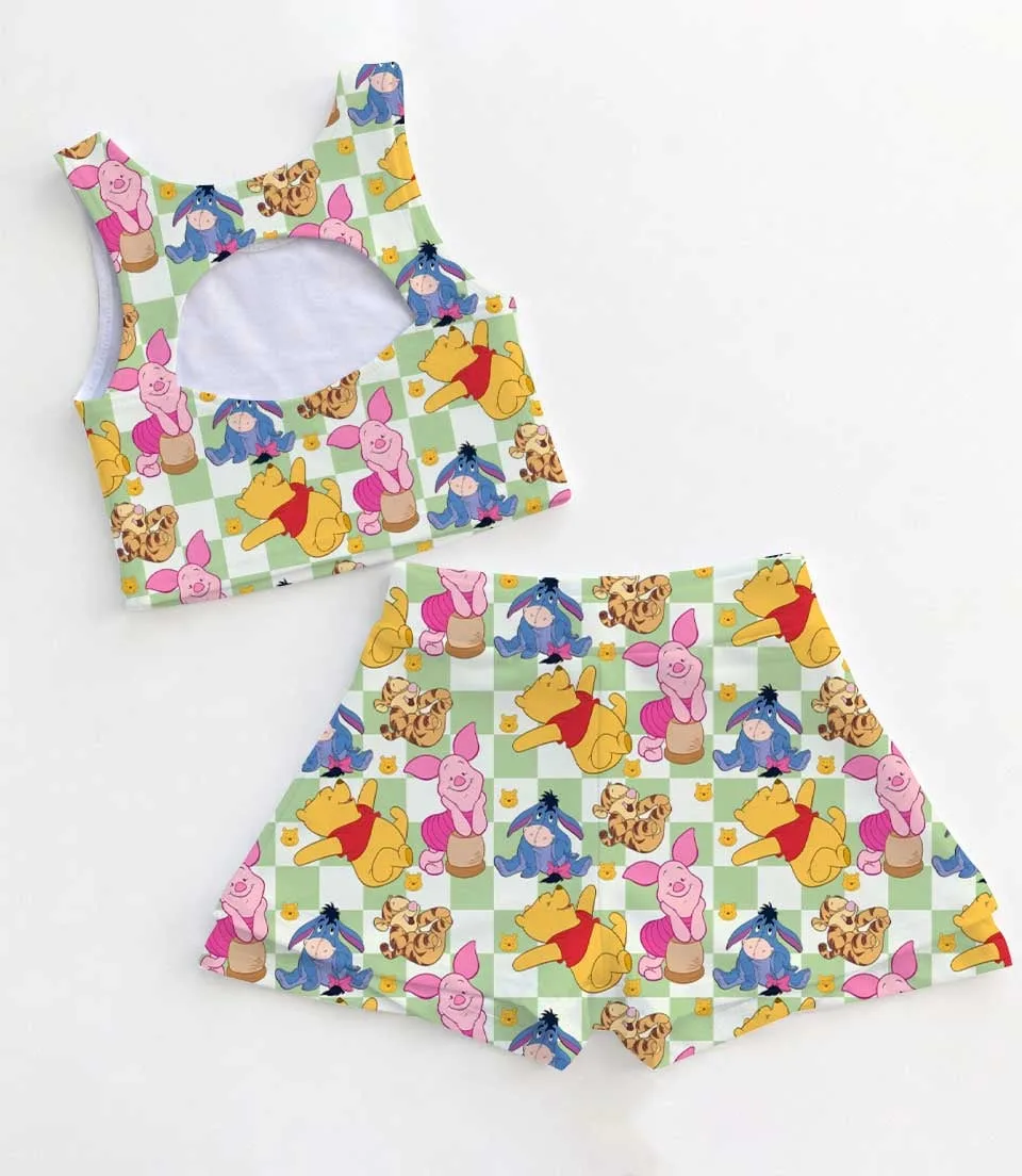 Gingham Winnie The Pooh Dress Set, Family Matching Vacation Outfit - Image 2