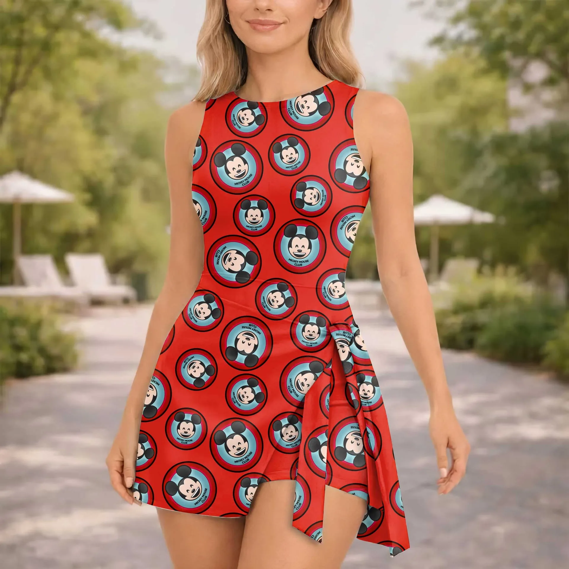 Girls Disney Mickey Mouse Red Circle Tennis Dress Skirt, Family Matching Outfit - Image 4
