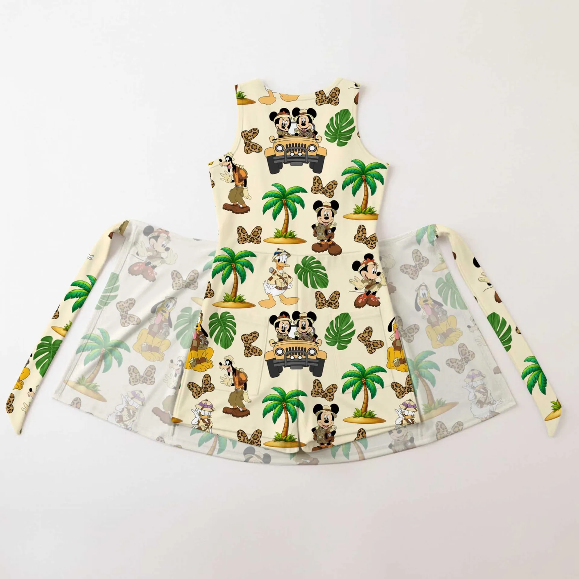 Girls Disney Mickey And Friends Adventure Palm Tree Tennis Dress Skirt, Family Matching Outfit - Image 2