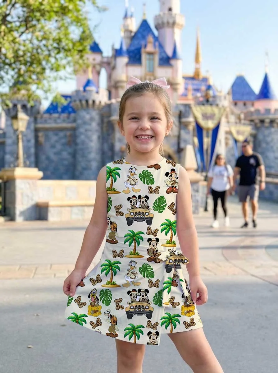 Girls Disney Mickey And Friends Adventure Palm Tree Tennis Dress Skirt, Family Matching Outfit - Image 6