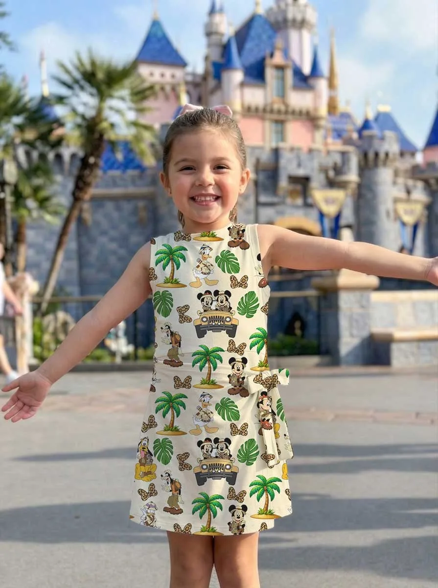Girls Disney Mickey And Friends Adventure Palm Tree Tennis Dress Skirt, Family Matching Outfit - Image 7