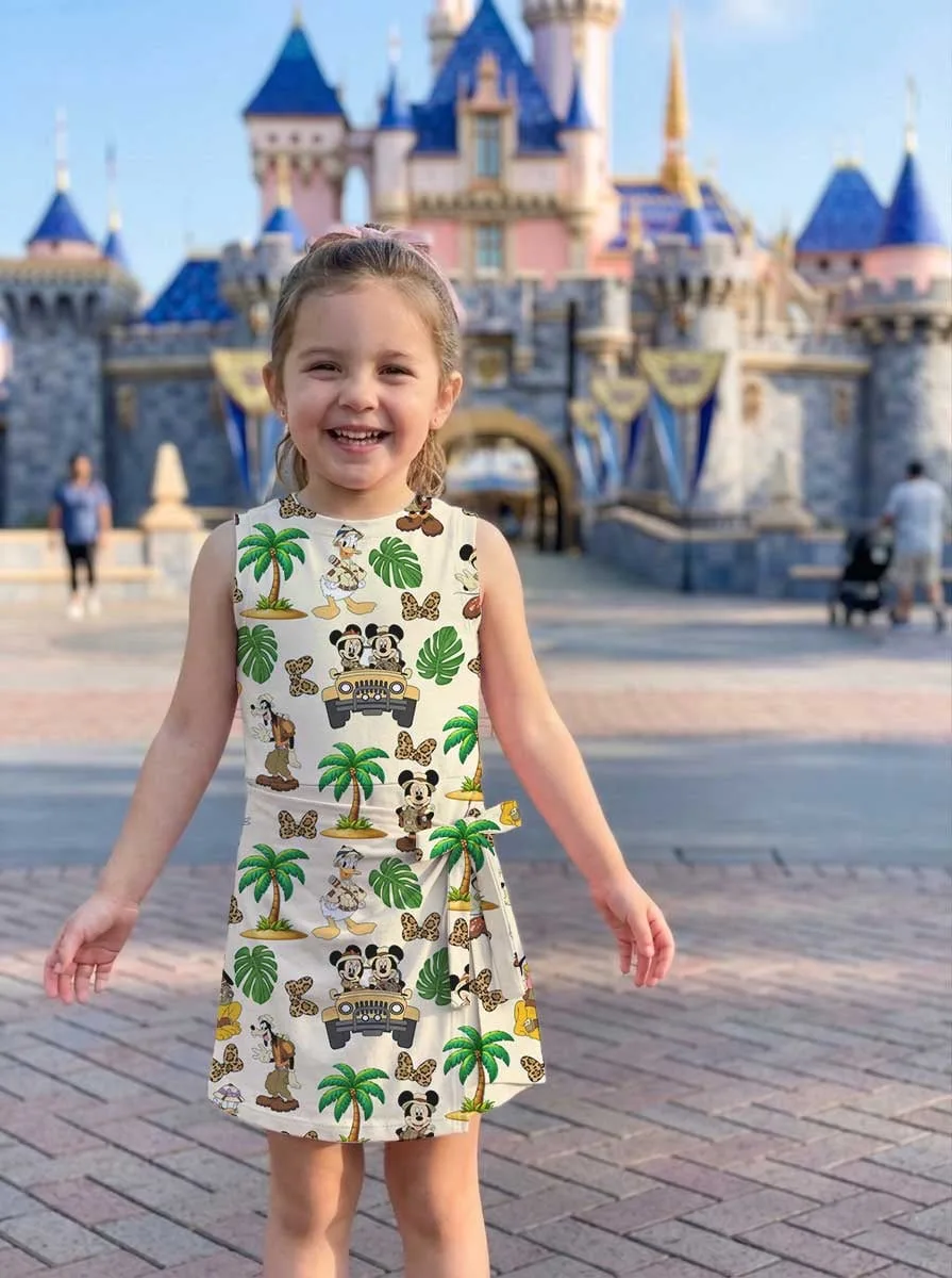 Girls Disney Mickey And Friends Adventure Palm Tree Tennis Dress Skirt, Family Matching Outfit - Image 8