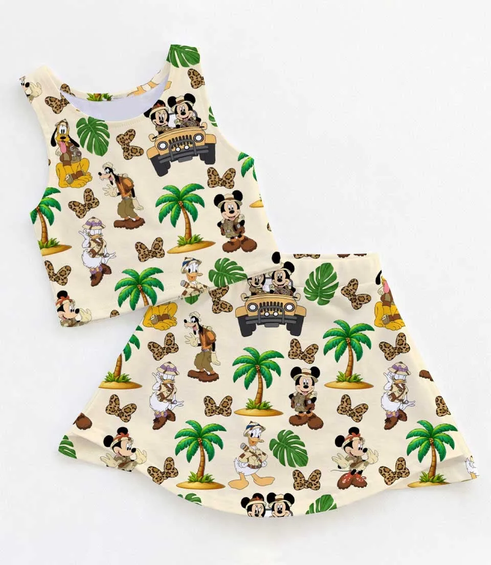 Green Jungle Adventure Dress Set, Safari Mickey Minnie Vacation Outfit