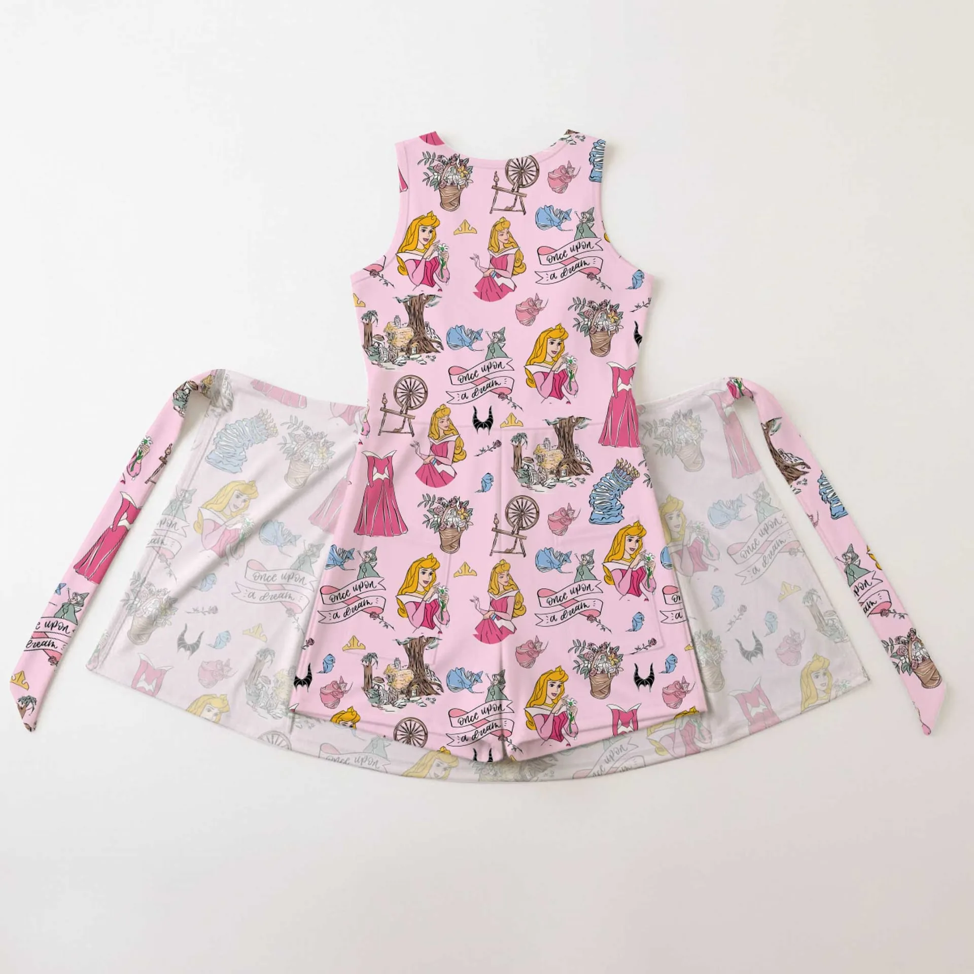 Girls Disney Aurora Sleeping Beauty Pink Princess Tennis Dress Skirt, Family Matching Outfit - Image 2