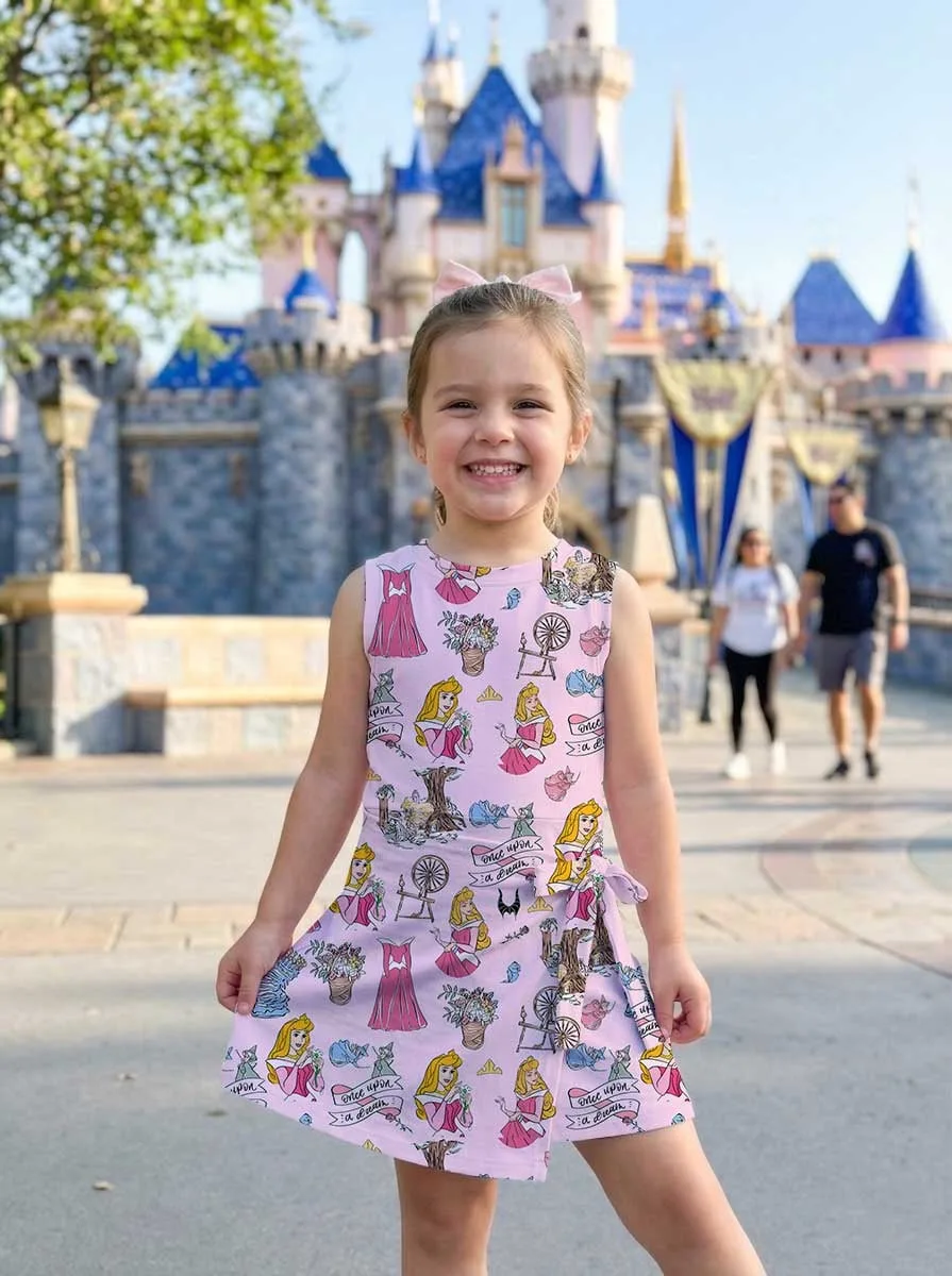 Girls Disney Aurora Sleeping Beauty Pink Princess Tennis Dress Skirt, Family Matching Outfit - Image 7