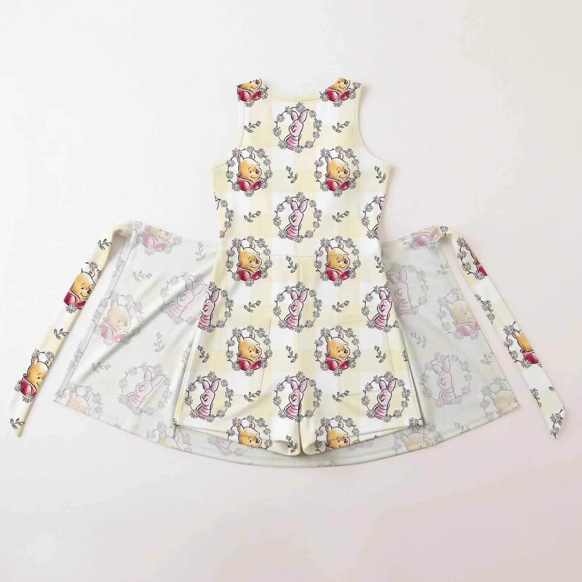 Girls Disney Winnie The Pooh Vintage Floral Tennis Dress Skirt, Family Matching Outfit - Image 2