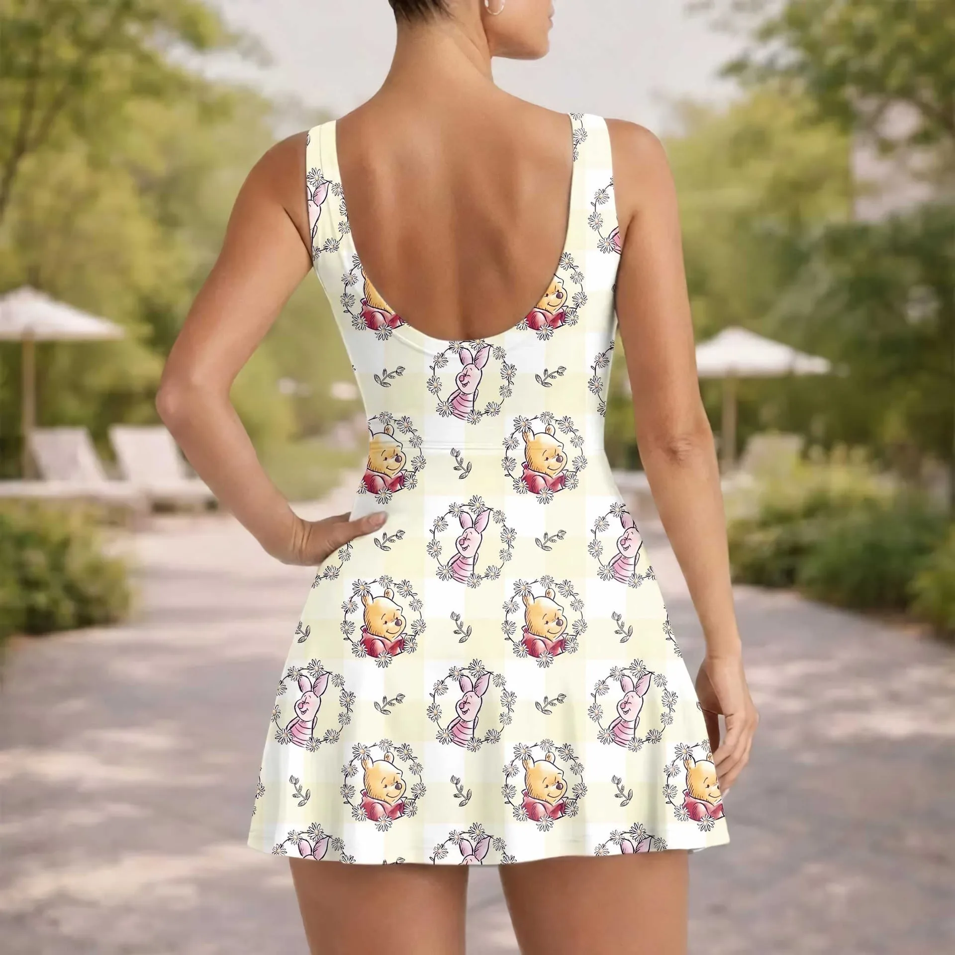 Girls Disney Winnie The Pooh Vintage Floral Tennis Dress Skirt, Family Matching Outfit - Image 5