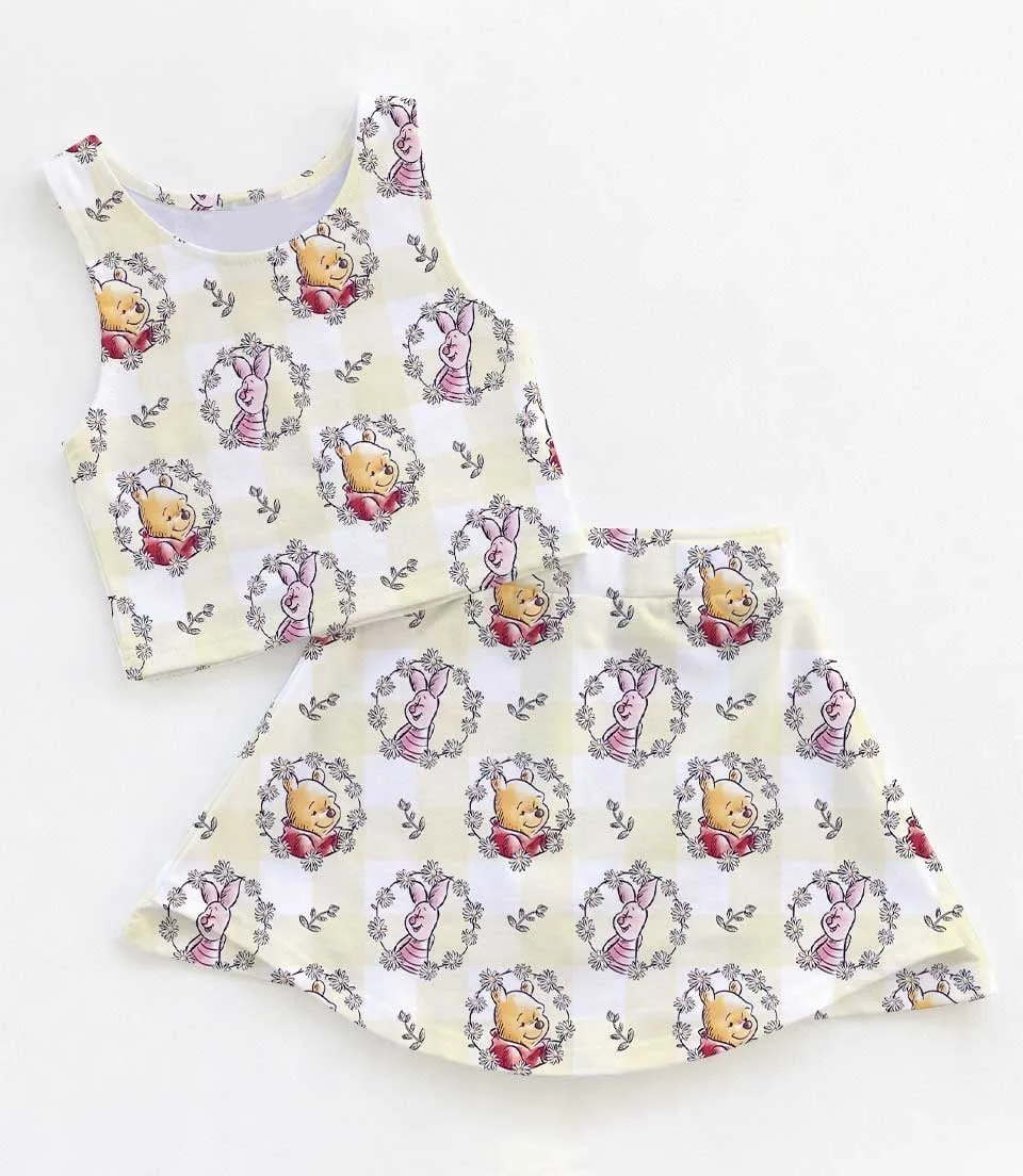 Women's Winnie the Pooh Activewear Set, Retro Honey Bear Athletic Dress & Skort Outfit