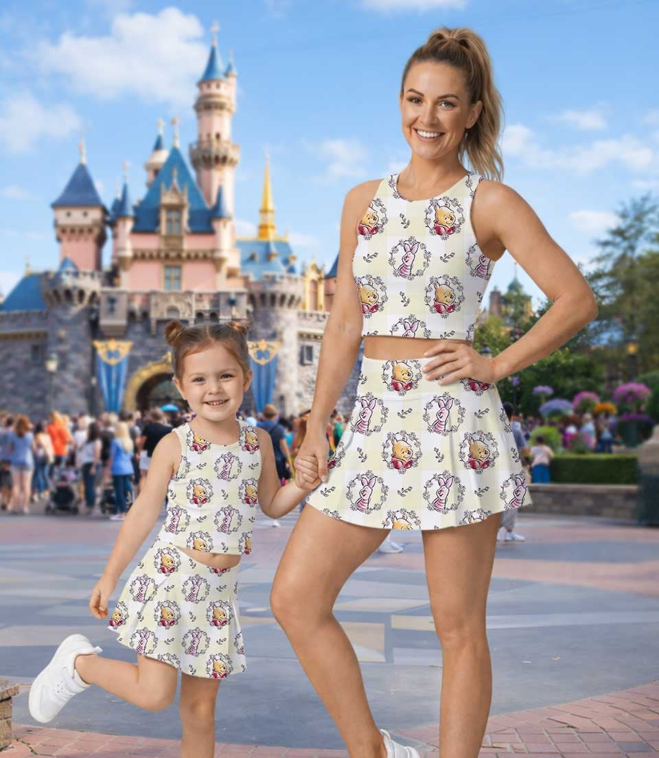 Women's Winnie the Pooh Activewear Set, Retro Honey Bear Athletic Dress & Skort Outfit - Image 5