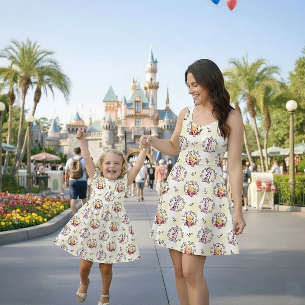 Winnie the Pooh Piglet Mommy & Me Dress, Mama Mini Family Matching Outfit - Image 2