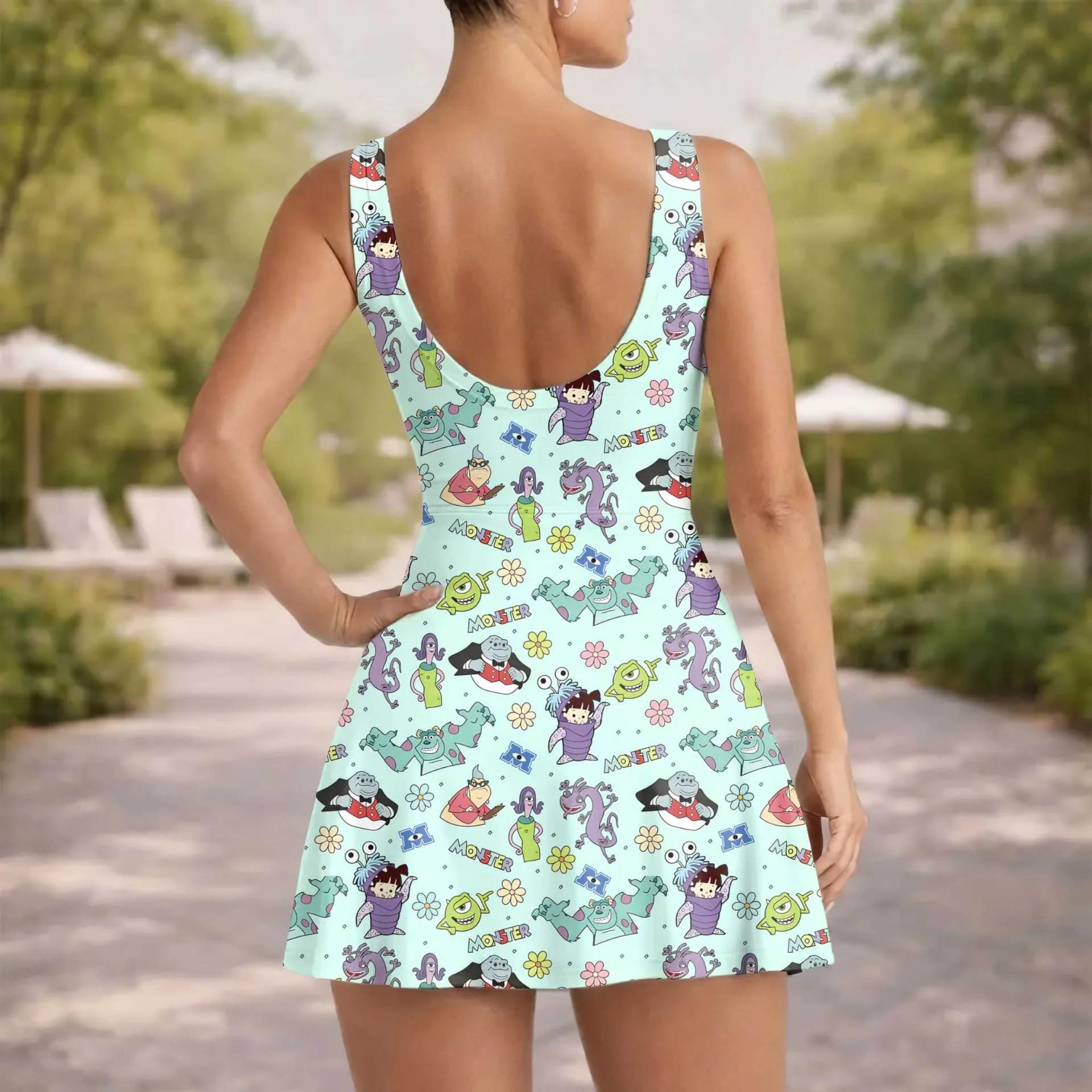 Girls Disney Pixar Monsters Inc Pastel Character Tennis Dress Skirt, Family Matching Outfit - Image 5