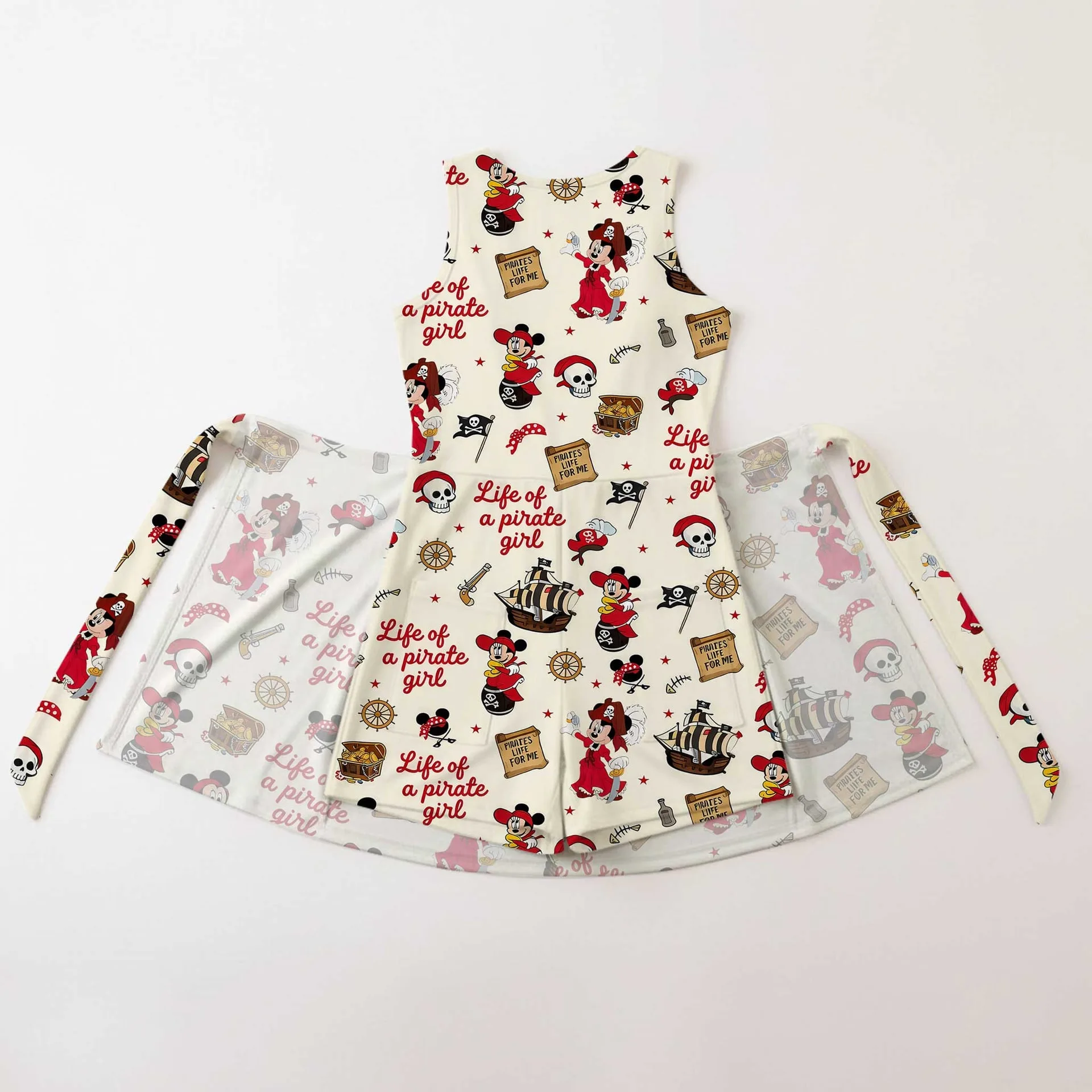 Girls Disney Mickey Pirate Treasure Map Tennis Dress Skirt, Family Matching Outfit - Image 2