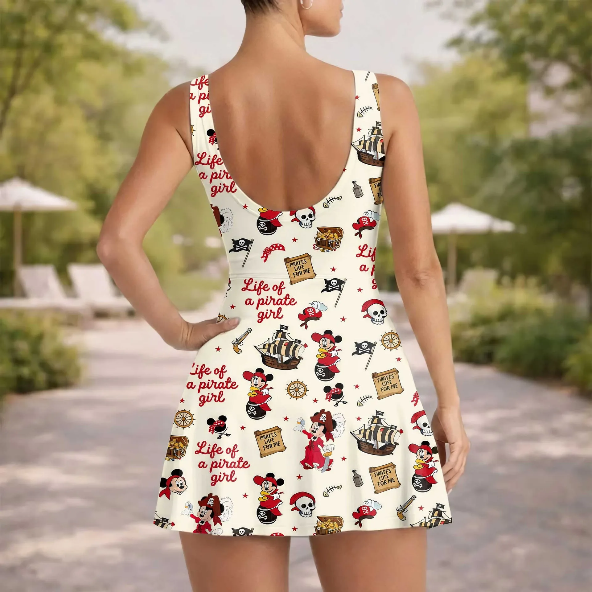 Girls Disney Mickey Pirate Treasure Map Tennis Dress Skirt, Family Matching Outfit - Image 5