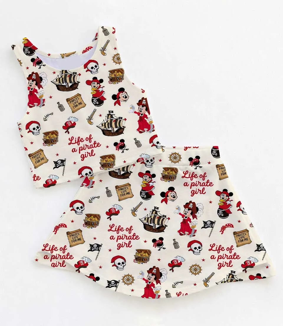 Women's Minnie Pirate Activewear Set, Pirate Life Athletic Dress & Bow Skort Outfit