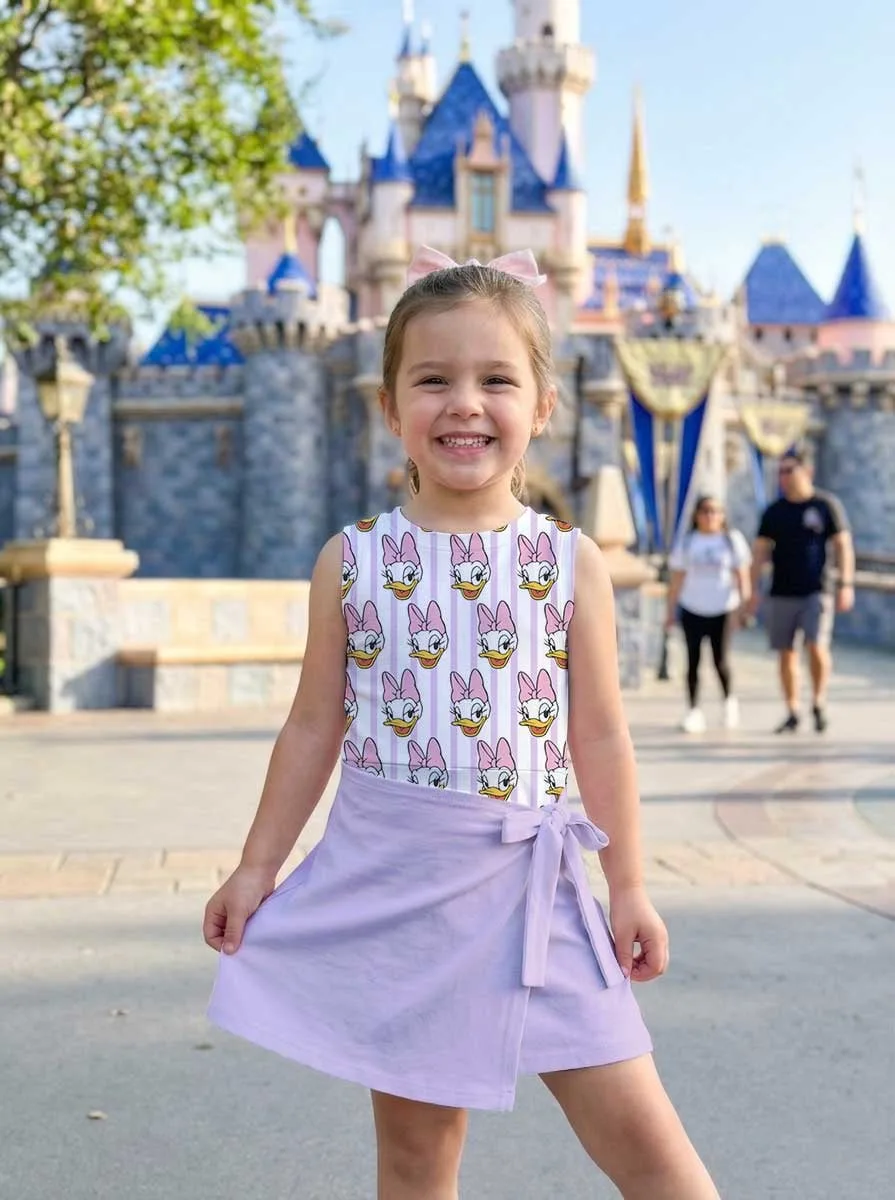 Girls Disney Daisy Duck Pink Stripe Tennis Dress Skirt, Family Matching Outfit - Image 6