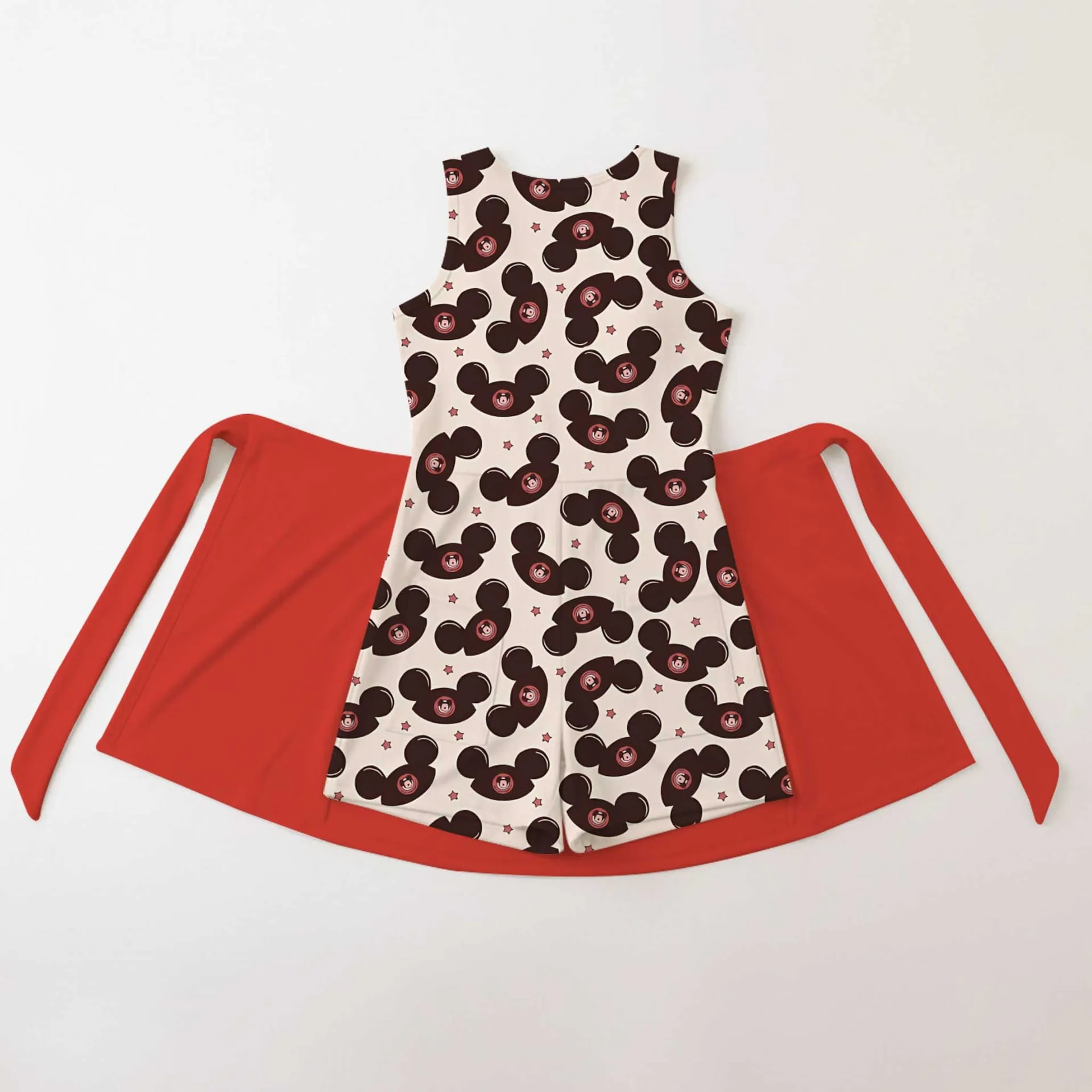 Girls Disney Mickey Mouse Ears Hat Red White Tennis Dress Skirt, Family Matching Outfit - Image 2