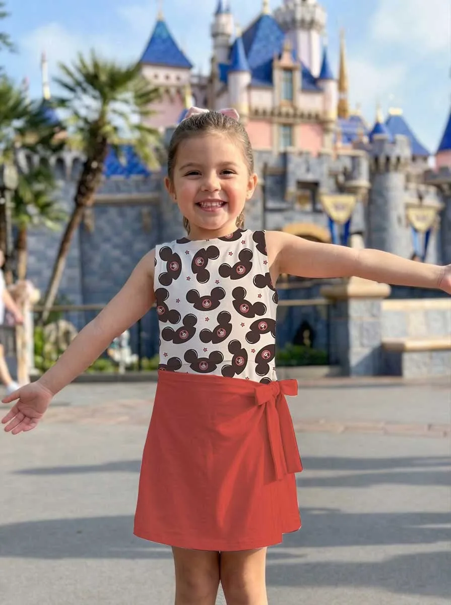Girls Disney Mickey Mouse Ears Hat Red White Tennis Dress Skirt, Family Matching Outfit - Image 7