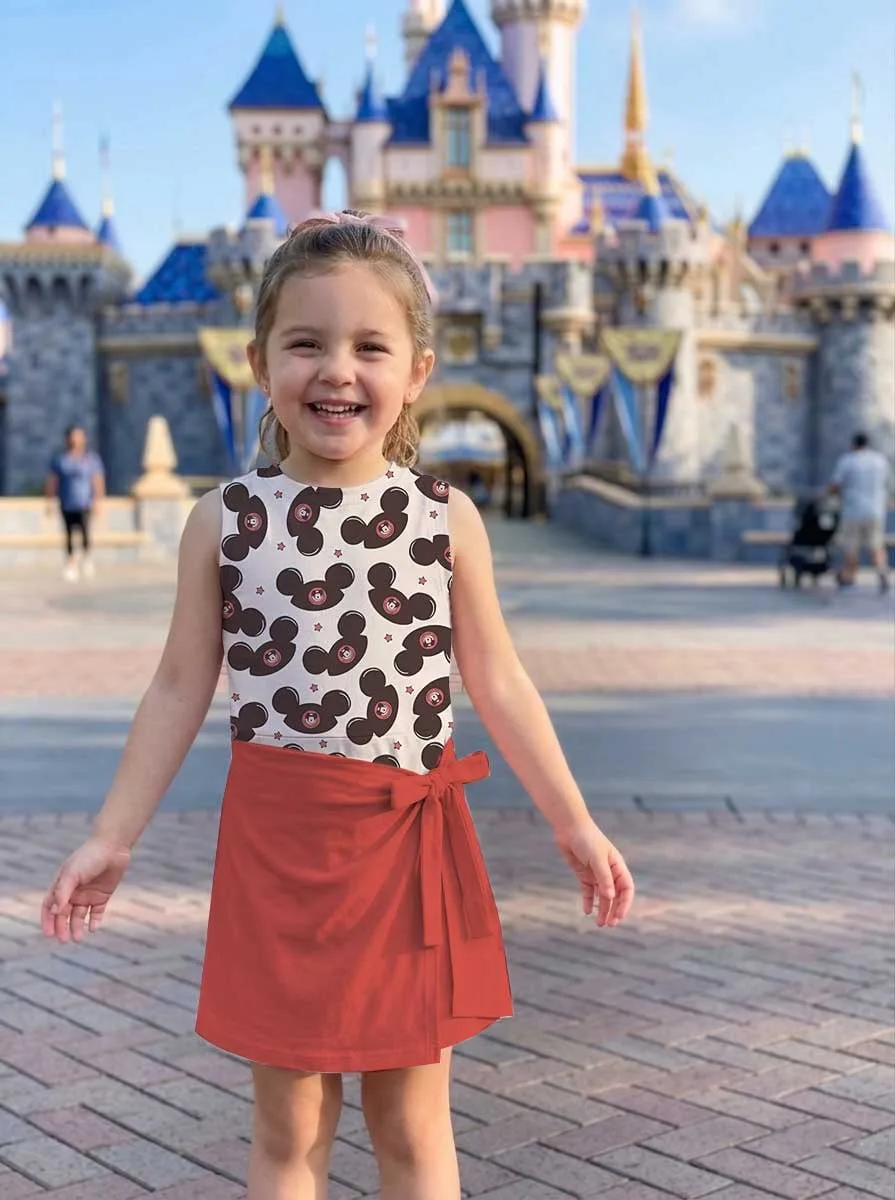Girls Disney Mickey Mouse Ears Hat Red White Tennis Dress Skirt, Family Matching Outfit - Image 8