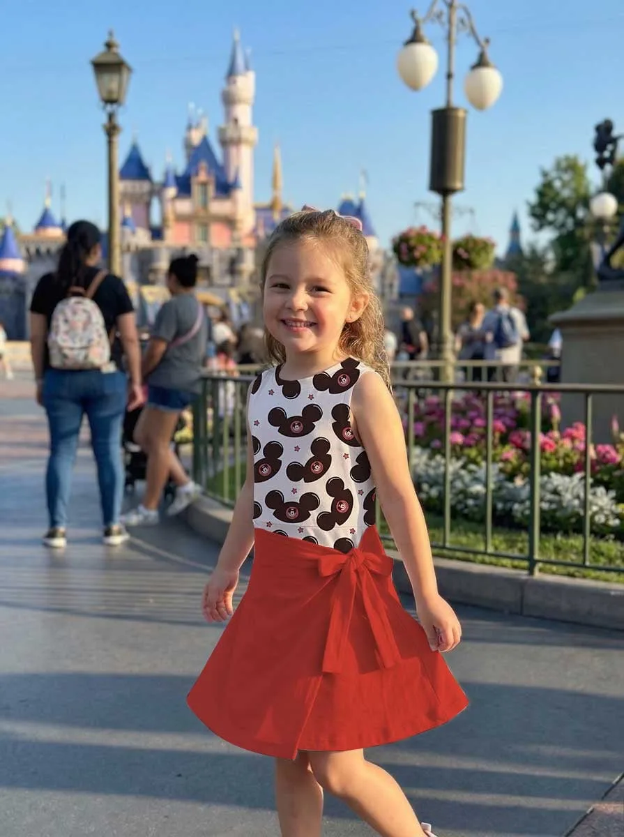 Girls Disney Mickey Mouse Ears Hat Red White Tennis Dress Skirt, Family Matching Outfit - Image 9