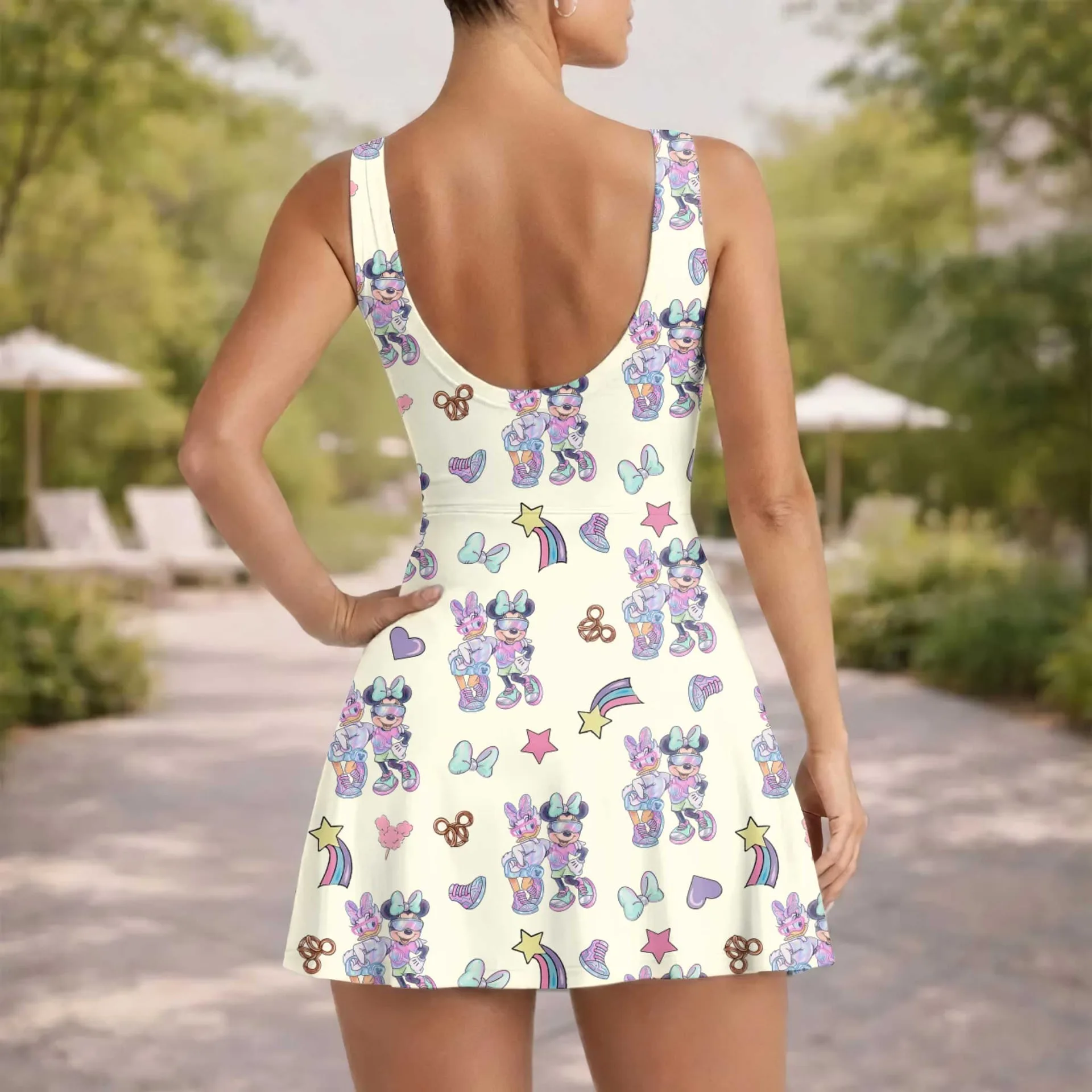 Girls Disney Mickey Mouse Daisy Duck Beige Tennis Dress Skirt, Family Matching Outfit - Image 5