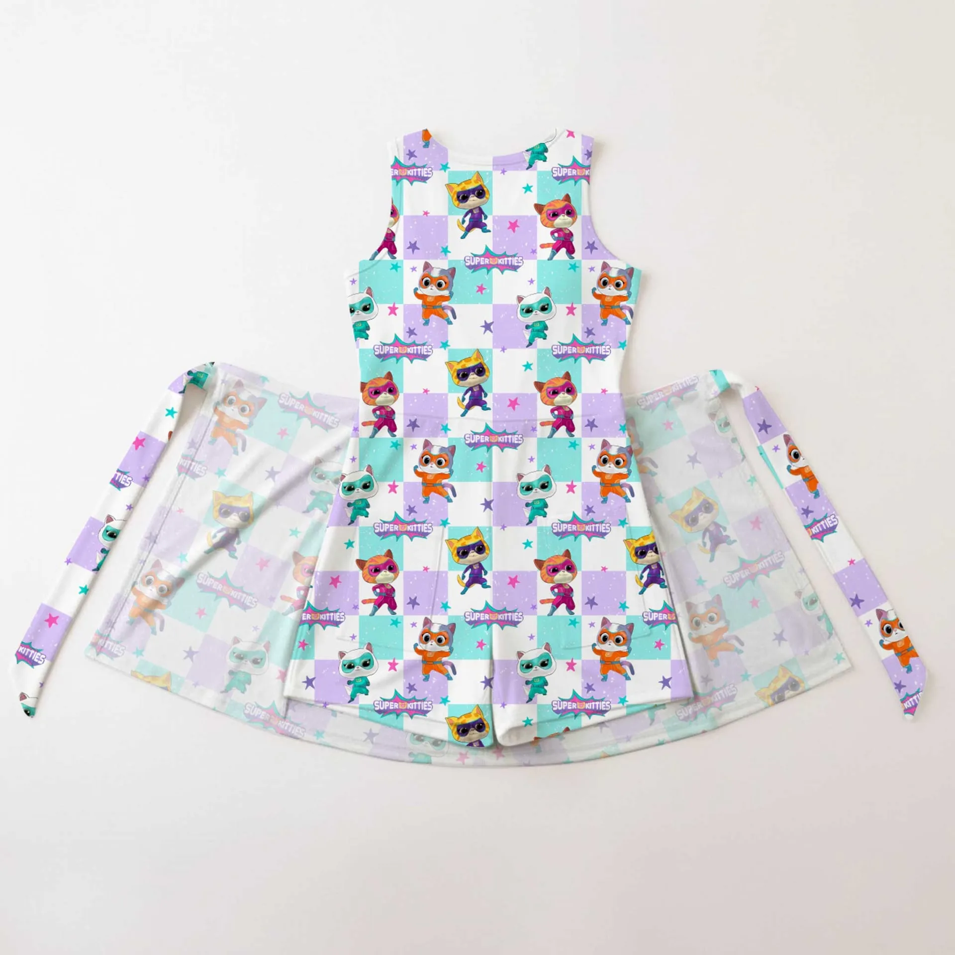 Girls Disney SuperKitties Pastel Plaid Tennis Dress Skirt, Family Matching Outfit - Image 2