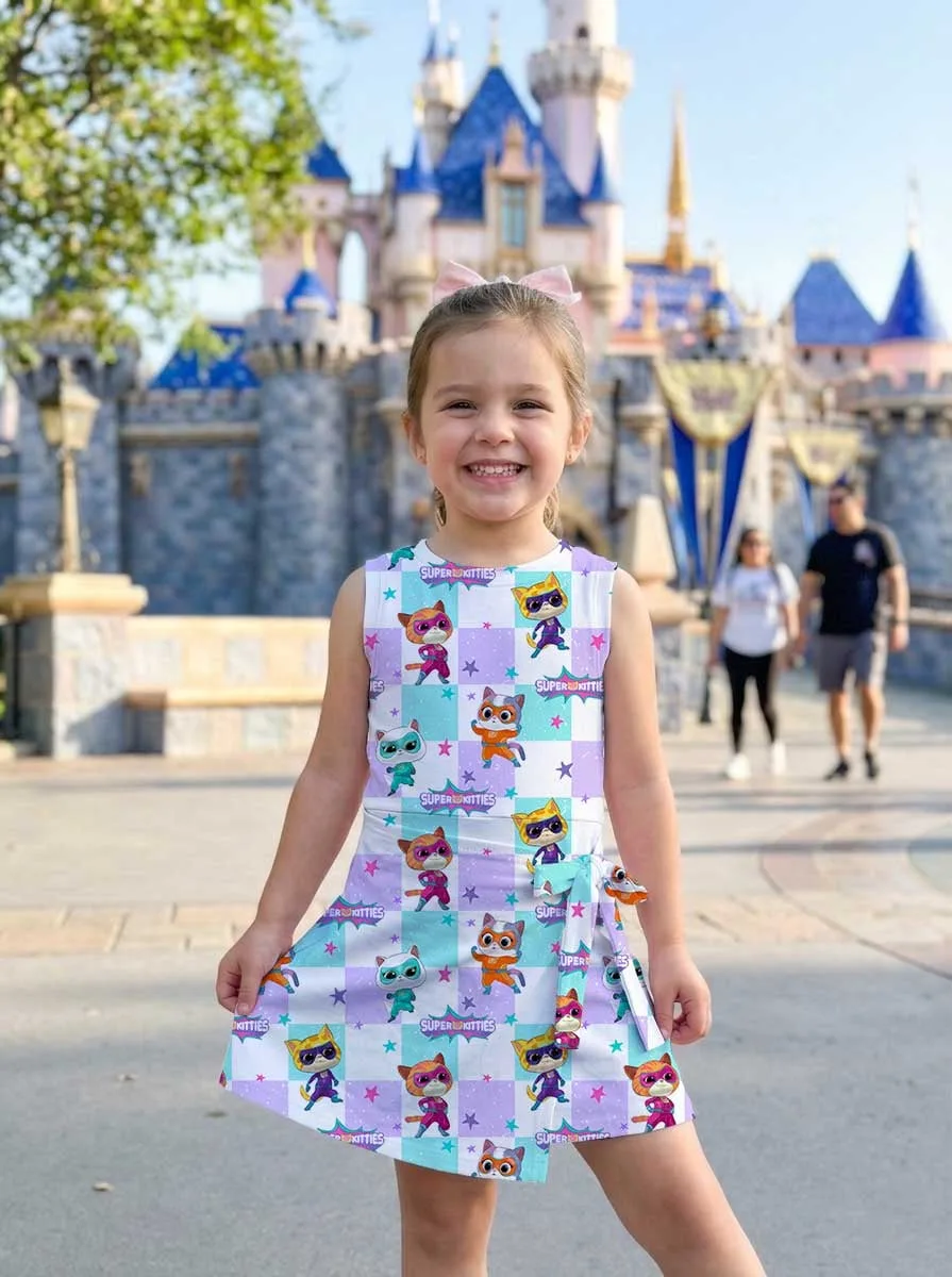 Girls Disney SuperKitties Pastel Plaid Tennis Dress Skirt, Family Matching Outfit - Image 6