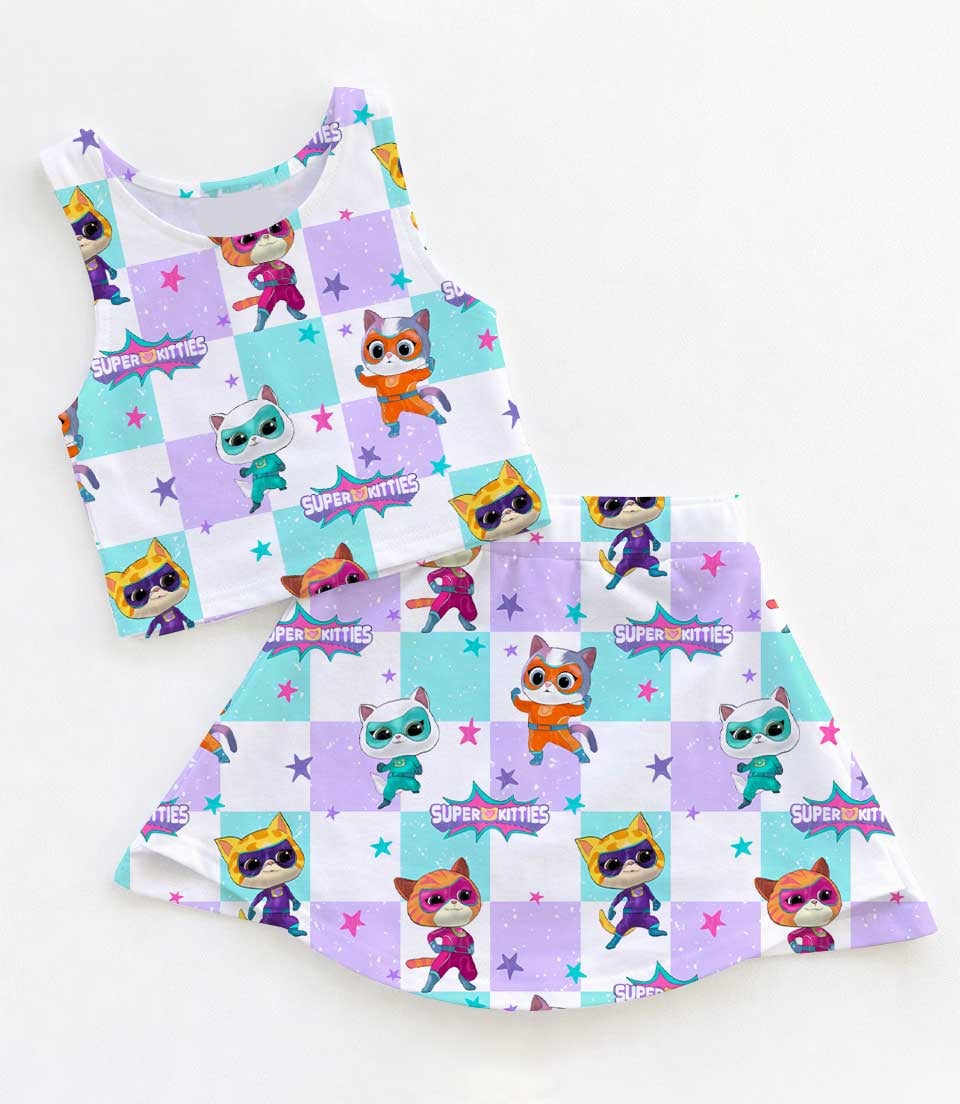 Women's Super Kitties Activewear Set, Buddy Bitsy Ginny & Sparks Athletic Dress & Skort Outfit