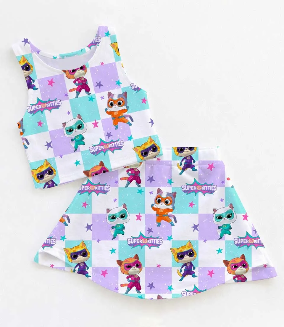 Women's Super Kitties Activewear Set, Buddy Bitsy Ginny & Sparks Athletic Dress & Skort Outfit