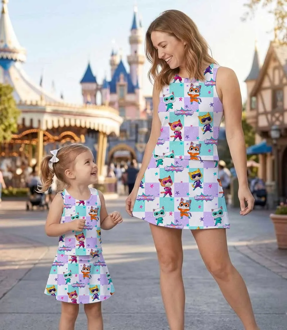 Women's Super Kitties Activewear Set, Buddy Bitsy Ginny & Sparks Athletic Dress & Skort Outfit - Image 7