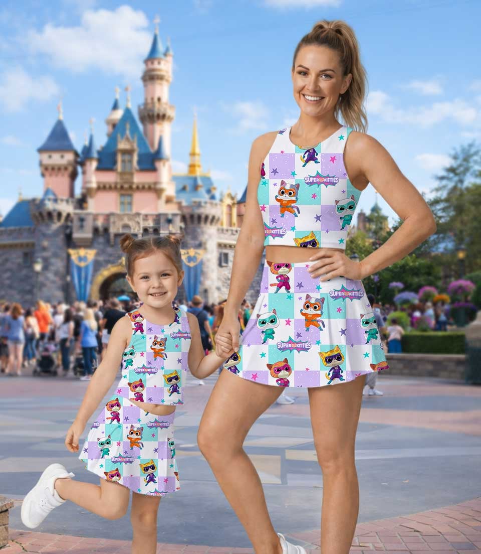 Women's Super Kitties Activewear Set, Buddy Bitsy Ginny & Sparks Athletic Dress & Skort Outfit - Image 5