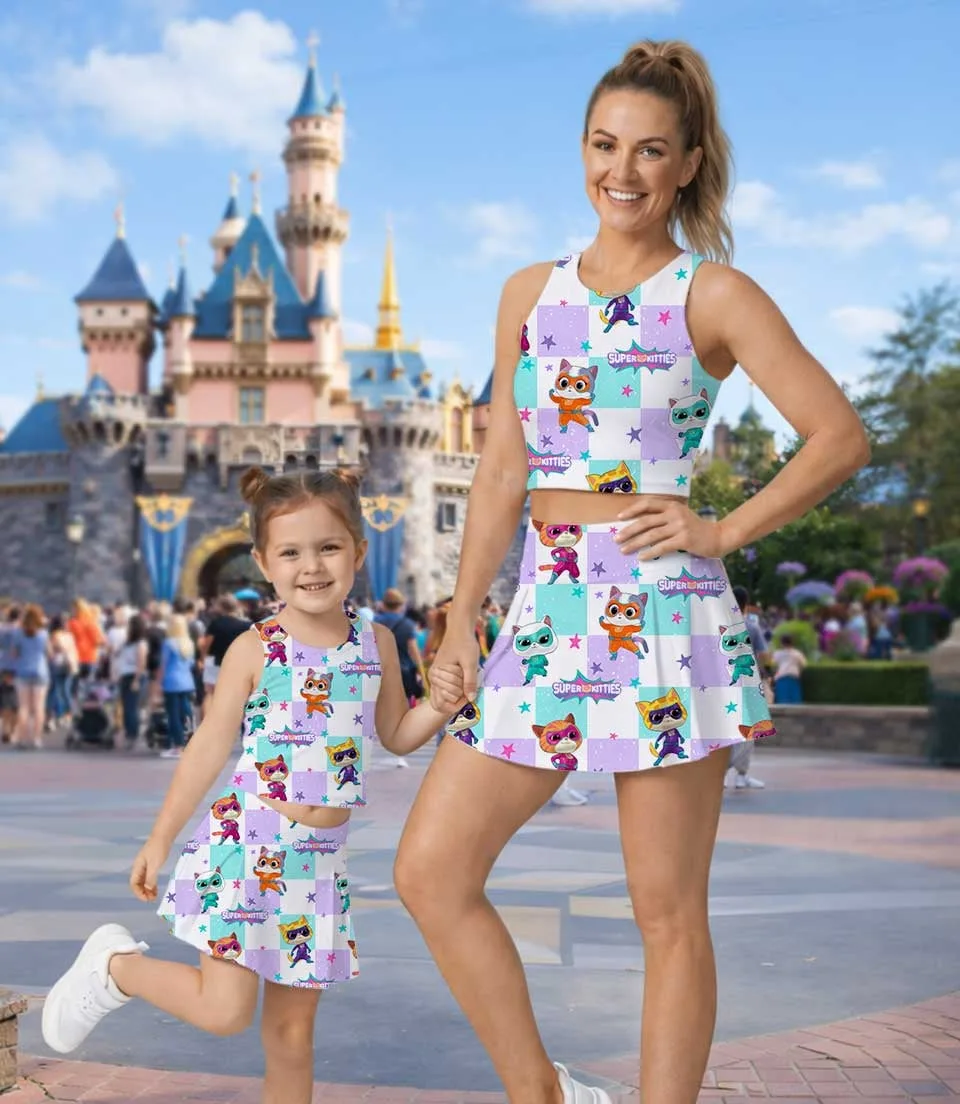Women's Super Kitties Activewear Set, Buddy Bitsy Ginny & Sparks Athletic Dress & Skort Outfit - Image 5