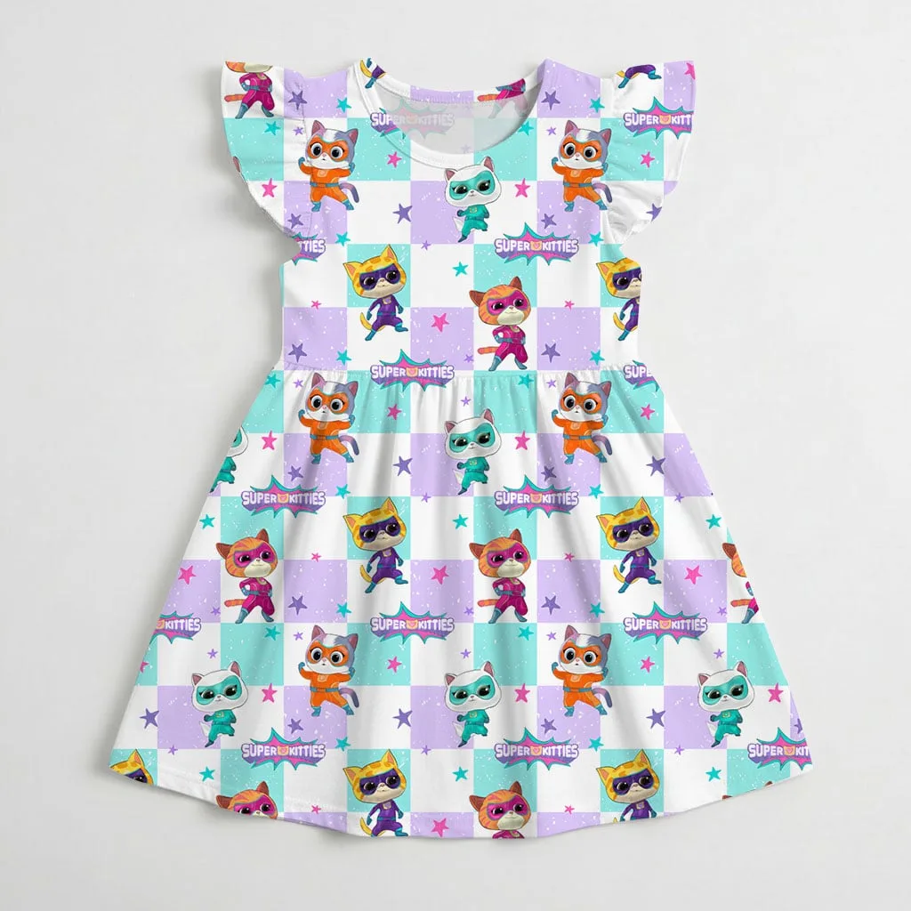 Super Kitties Coquette Ruffle Dress, Girls Summer Vacation Outfit - Image 5