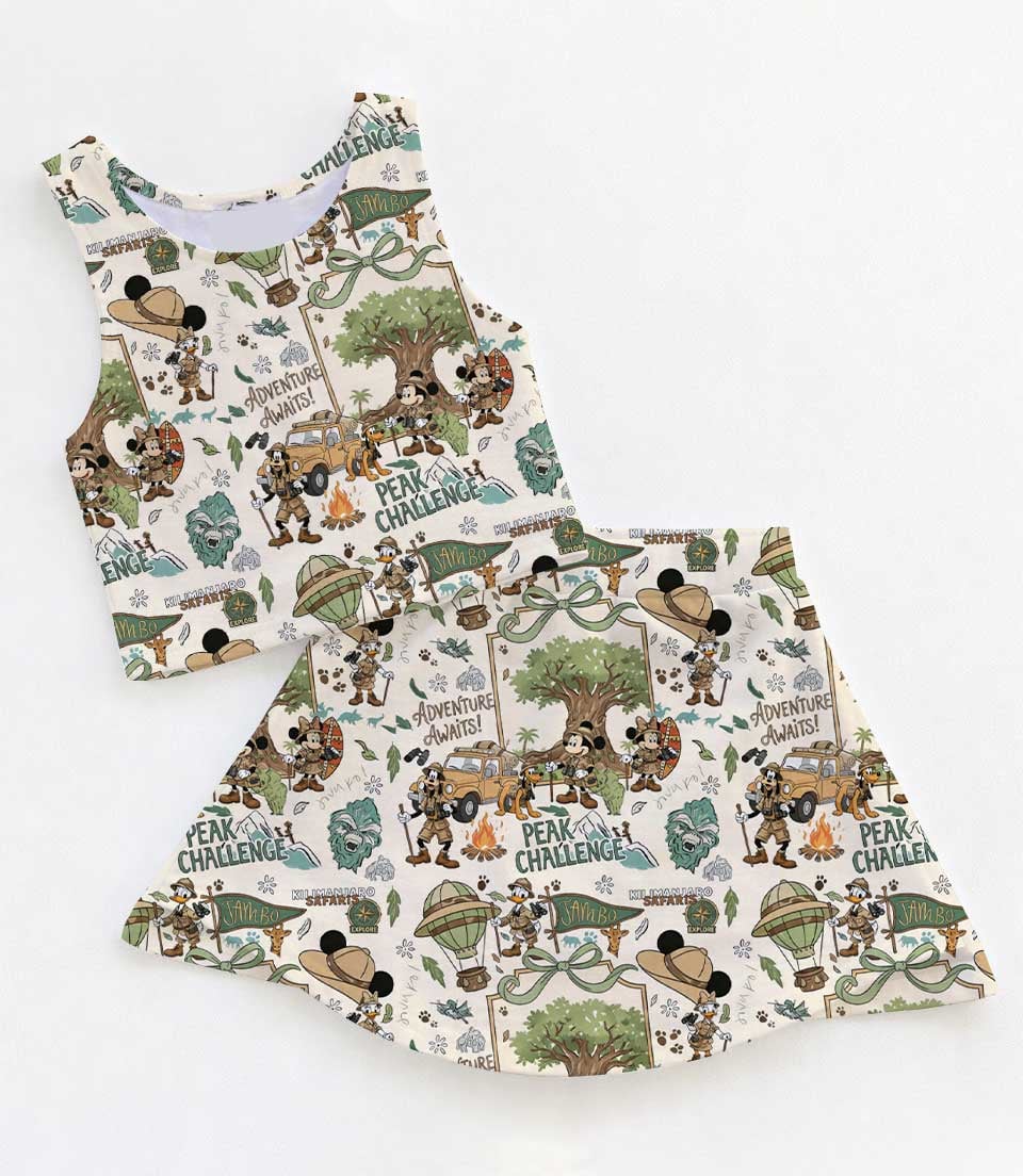 Women's Safari Mickey Activewear Set, Animal Kingdom Athletic Dress & Skort Outfit, Family Matching Sportswear