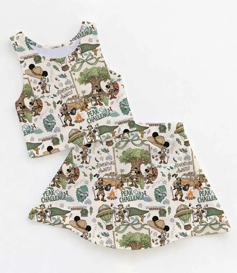 Women's Safari Mickey Activewear Set, Animal Kingdom Athletic Dress & Skort Outfit, Family Matching Sportswear