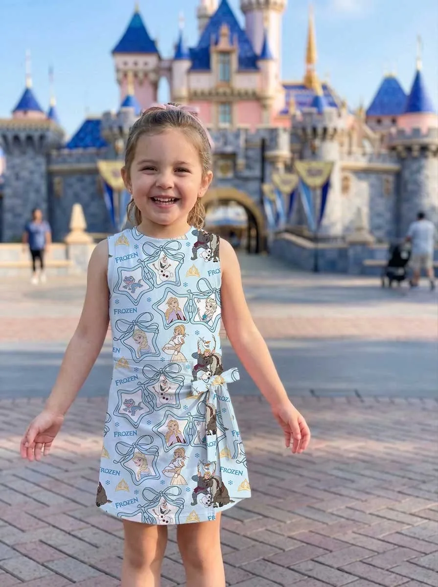 Girls Disney Elsa and Friends Blue Bow Tennis Dress Skirt, Family Matching Outfit - Image 8